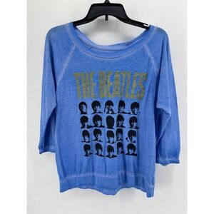 The Beatles Retro Vintage Insprired Acid Wash Graphic Sweatshirt Womens L